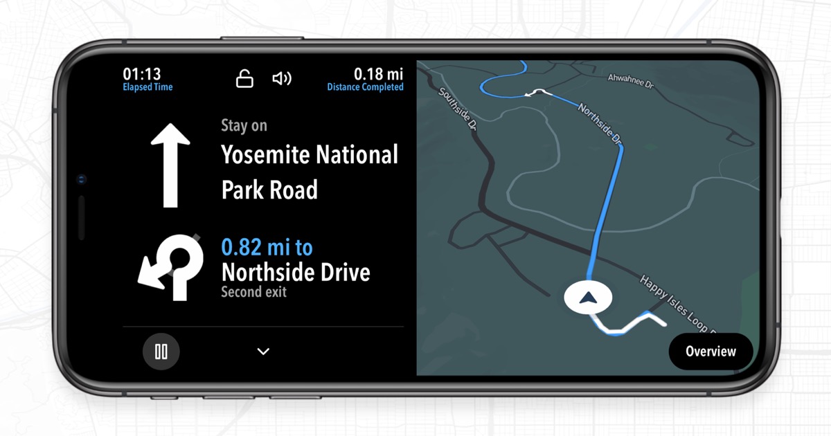 Turn-by-turn navigation in landscape