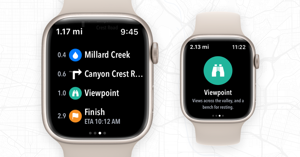 View an overview of upcoming waypoints along your route